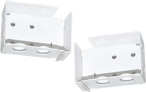 Vista 2 de (1 par, sin tornillos) Soportes de extremo blanco de perfil bajo de 2 pulgadas para persianas horizontales.