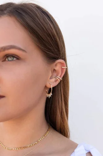 Vista 2 de SWEETV Aretes de aro de plata de ley 925 para mujeres y niñas, pequeños aretes de aro para cartílago