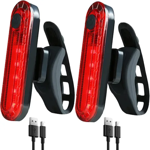 Vista 7 de Paquete de 2 luces LED recargables por USB para bicicleta, luz trasera de bicicleta, reflector, luz de seguridad, impermeable, brillante, luz