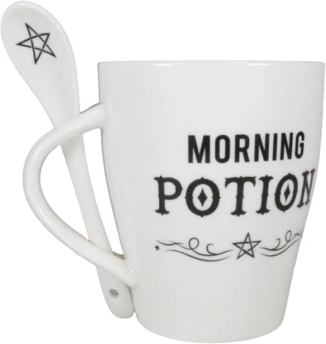 Vista 10 de Ebros Gift Wicca Gothic Alchemy Witchcraft Divinity - Juego de taza y cuchara de porcelana con mango integrado de soporte de cuchara de 9 onzas