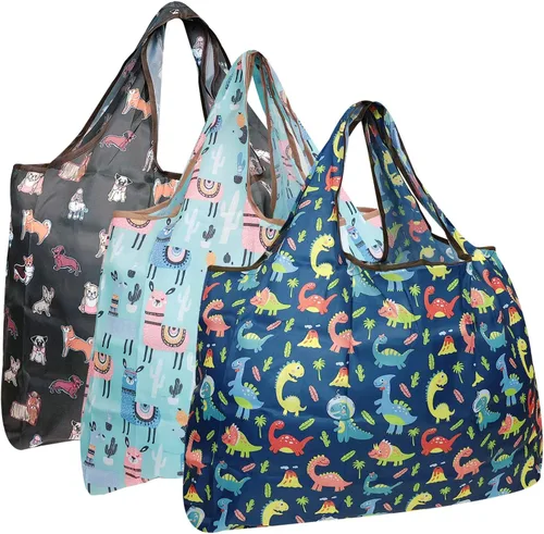 Vista 9 de allydrew Bolsas de compras reutilizables de nylon grandes ecológicas (juego de 3)