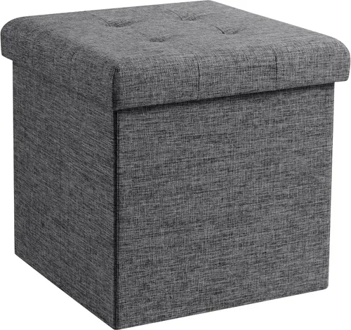 Vista 21 de Ornavo Home Otomana plegable de almacenamiento de 15 pulgadas, taburete cuadrado pequeño de almacenamiento, banco de dormitorio, color beige