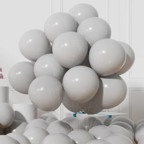 Vista 17 de AULE Globos metálicos negros de 12 pulgadas, 50 globos de látex negros, helio cromado, globo grueso brillante, decoración perfecta para fiesta