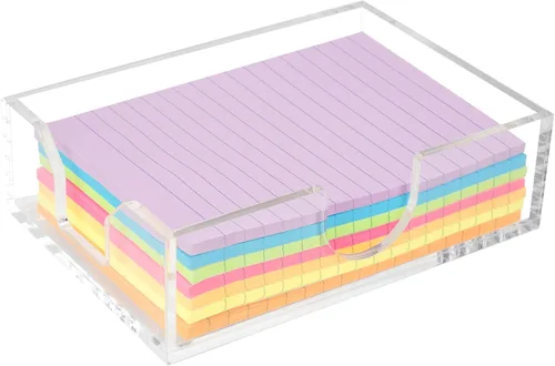Vista 9 de Soporte de Notas Adhesivas de Acrílico Transparente Organizador de Escritorio, 3.94" x 3.94" x 1.77" Dispensador de Notas para Oficina Casa Escuela
