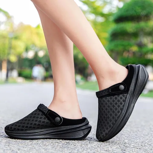 Vista 7 de Zuecos de jardín unisex para hombre y mujer, sandalias de playa para exteriores, sandalias de malla transpirable, calzado casual