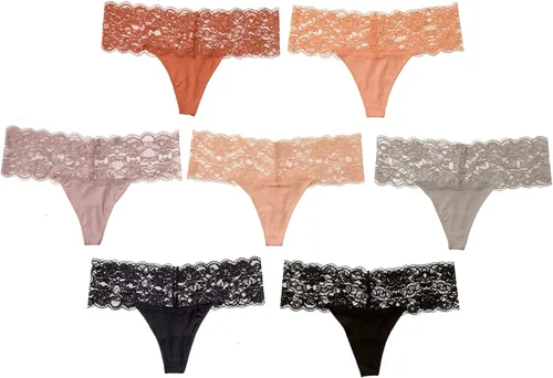 Vista 5 de Alyce Intimates - Tanga de encaje para mujer, paquete de 7
