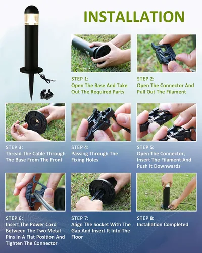 Vista 6 de 2 paquetes de luces de paisaje de bajo voltaje para caminos, luz de bolardo LED de 12V IP67 impermeable, luces cableadas para entrada al aire libre