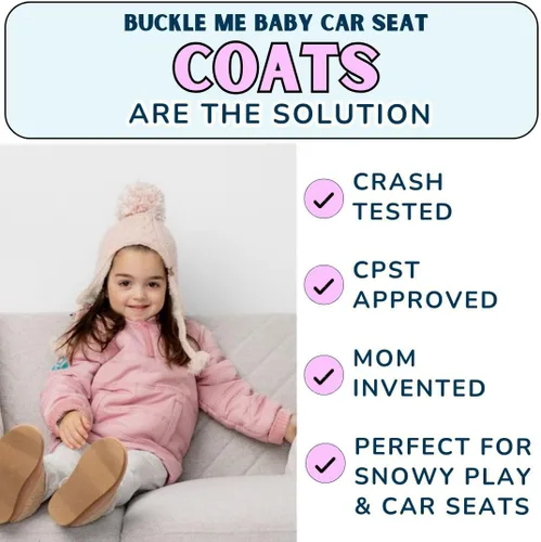 Vista 5 de Buckle Me Baby Coats Chaqueta de invierno de asiento de coche más seguro de cierre rápido para niño o niña, como se ve en Shark Tank