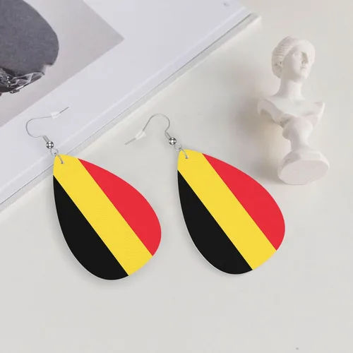 Vista 4 de Pendientes colgantes de cuero, aretes de lágrima ligeros para mujer