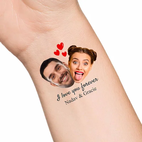 Vista 14 de Tatuajes temporales personalizados con texto de nombre, tatuaje temporal personalizado con logotipo fotográfico para adultos, parejas, mujeres