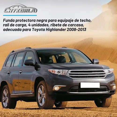 Vista 7 de 4 piezas de protección de tapa terminal para carril de equipaje de techo negro, cubierta de capó para Toyota Highlander 2.7L 2009-2013, para 3.3L