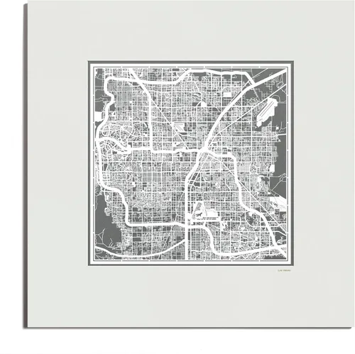 Vista 111 de O3 Design Studio San Diego, CA Paper Cut Map Matted Grey 20x20 in Paper Art