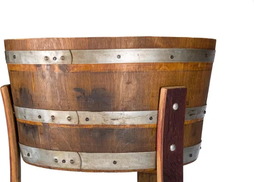 Vista 2 de 1/2 Wine Oak barrel planter With Legs/Handmade