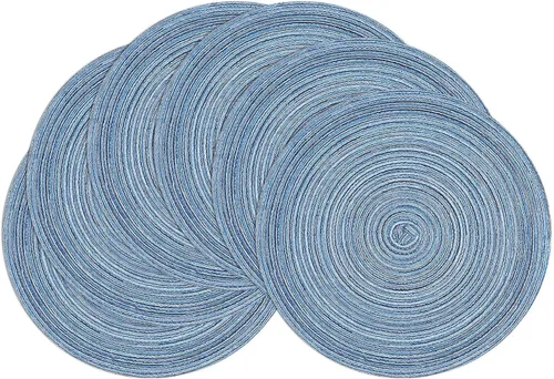 Vista 37 de SHACOS Juego de 4 manteles individuales redondos lavables de 15 pulgadas, de algodón, poliéster, trenzados, para mesa de comedor, boda, decoración