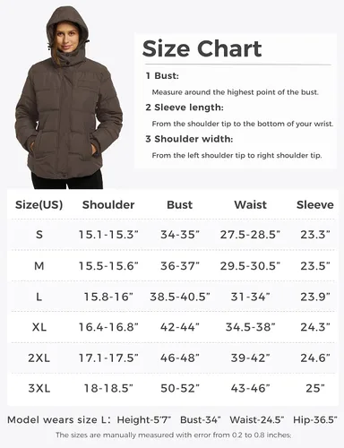 Vista 7 de Wantdo Abrigo de invierno cálido con capucha para mujer, chaqueta acolchada gruesa con capucha extraíble
