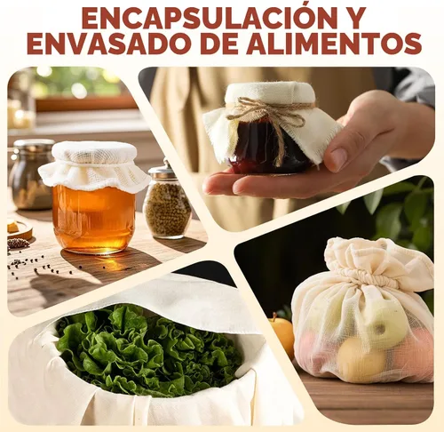 Vista 7 de 3 piezas de gasa reutilizable para colar de 20 x 20 pulgadas, gasas de grado 100 con bordes dobladillados, 100% algodón sin blanquear, colador