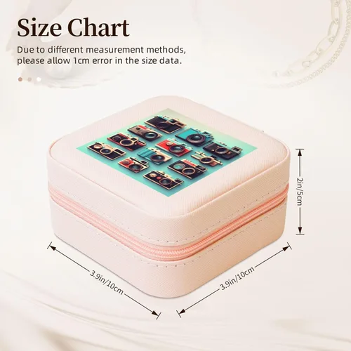 Vista 2 de Retro Cool Camera Collection Print Portable Square Jewelry Box Storage Case For Rings Earrings Bracelets Travel Gift
