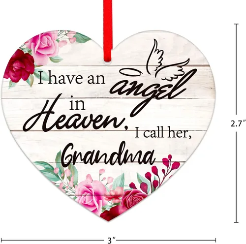 Vista 3 de SICOHOME Adorno conmemorativo para abuela, recuerdo con texto en inglés "I Have an Angel in Heaven", regalos de condolencias por la pérdida
