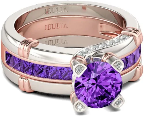 Vista 4 de Jeulia - Anillo de plata de ley con circonitas intercambiables para mujer, para boda, compromiso, aniversario