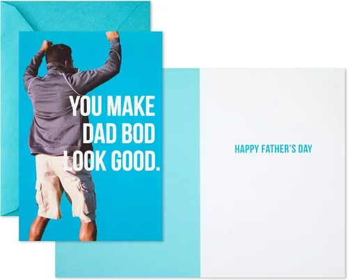 Vista 2 de Hallmark Shoebox - Paquete de 2 tarjetas divertidas para el día del padre (papá Bod, Best Dad)