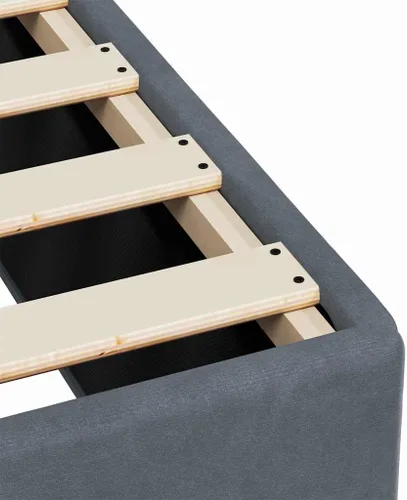 Vista 8 de Marco de cama con plataforma individual XL, tapizado en terciopelo gris oscuro, madera contrachapada moderna y estable y construcción de madera