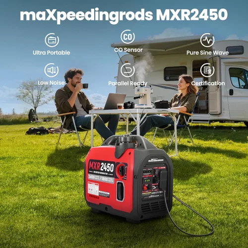 Vista 3 de maXpeedingrods 2450 Watt Portable Inverter Generator for Camping, Home MXR2450 Small Generator 17kg, Gas Powered, CO Sensor, RV Ready, Parallel &