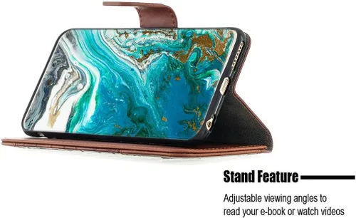 Vista 2 de jioeuinly Case Compatible with Celular Kalley Element 5+Plus Phone Case Flip Stand Cover Stitching Style Wallet Case Brown