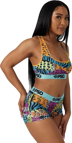 Vista 3 de PSD Brasier deportivo para mujer, con espalda cruzada, con tela de microfibra transpirable