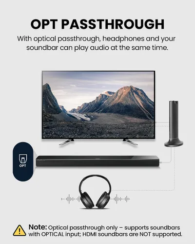 Vista 7 de Avantree Duet - Auriculares inalámbricos duales para ver televisión, voz clara y volumen alto para personas mayores y personas con dificultades