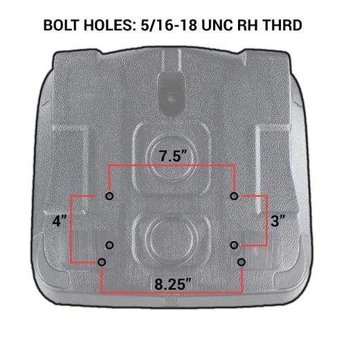 Vista 4 de E-AM129970 Asiento negro para John Deere Gator con orificio de drenaje (M-Gator, E, Turf, TX 4X2, TH Turf, XUV550, 4X4 HPX, 4X2 Trail, 6X4 Trail ++)
