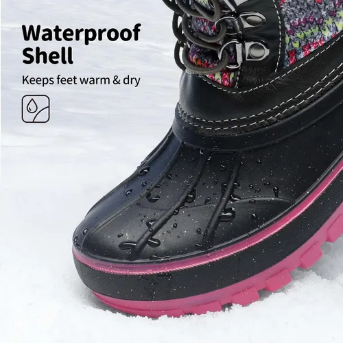 Vista 2 de DREAM PAIRS Botas de nieve, impermeables, con aislamiento, de invierno, para niño y niña