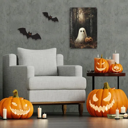 Vista 4 de Decoración de pared de fantasma de Halloween, decoración de fiesta de Halloween para interiores y exteriores, decoración espeluznante para el hogar