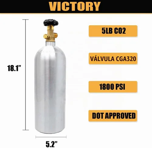 Vista 2 de Victory Cilindro de aluminio del tanque del CO2 de 5lb con la válvula CGA320