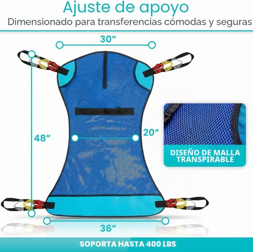 Vista 3 de Vive Patient Lift Sling - Eslinga de transferencia de malla para ducha y uso doméstico