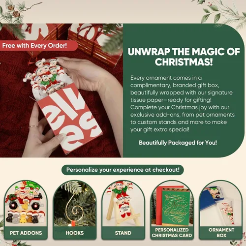 Vista 5 de Adorno de Navidad familiar personalizado – Adornos personalizados para tía, adorno de la mejor tía de la historia, adornos de regalo personalizados