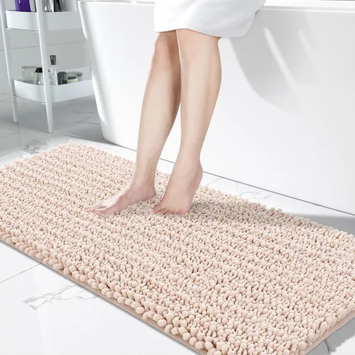 Vista 100 de Yimobra Alfombras de Baño Antideslizantes Lavables - Alfombra de Baño de Chenilla Ultra Suave Absorbente, Alfombra Peluda de Secado Rápido para Negro