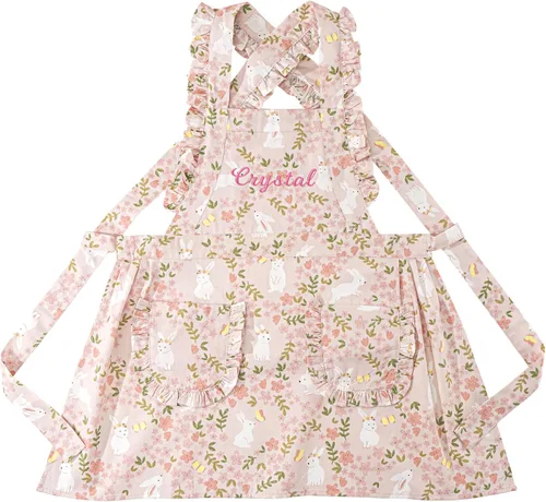 Vista 10 de MT WORLD Delantal para Niñas Pequeñas Delantales de Chef Personalizados para Niños con Nombre Delantales con Volantes para Niñas Pequeñas Vestido