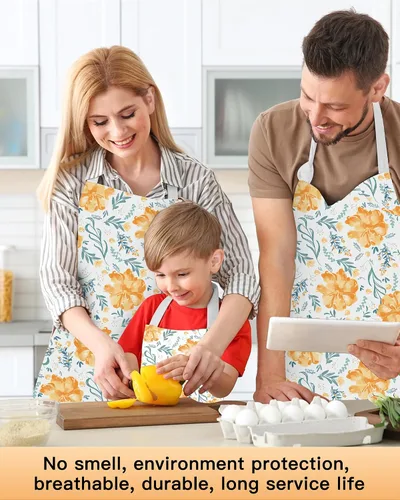 Vista 5 de Hugitout Delantal de chef unisex con correas ajustables y dos bolsillos para uniforme de trabajo, delantal impermeable