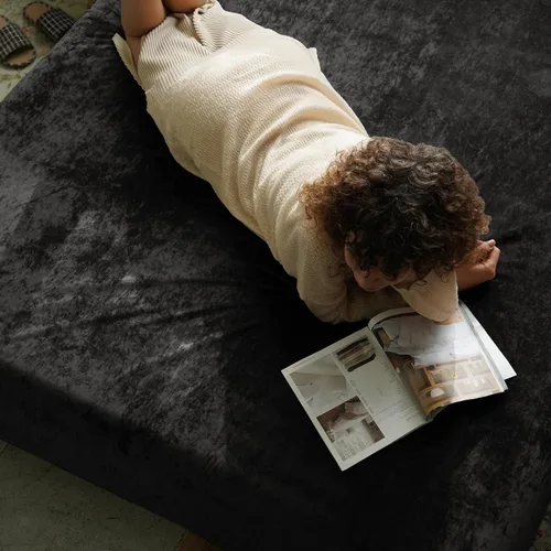 Vista 8 de PHF Sábana bajera ajustable de terciopelo tamaño individual, sábana bajera de lujo, súper suave, acogedora y cómoda, con bolsillo profundo de 15