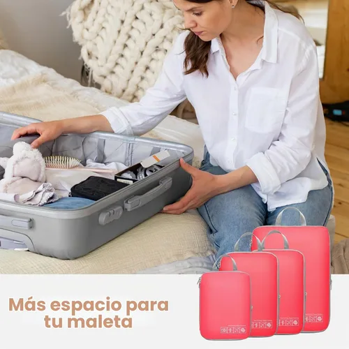 Vista 8 de Cambond - Cubos de compresión para viajes de mujer - Bolsas de viaje expandibles, organizadores de equipaje, esenciales de viaje, cubos de 01 Sandía