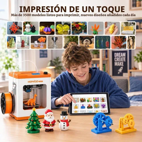 Vista 3 de Impresora 3D Hephi3d TINA2S apta para principiantes, totalmente montada, lista para usar