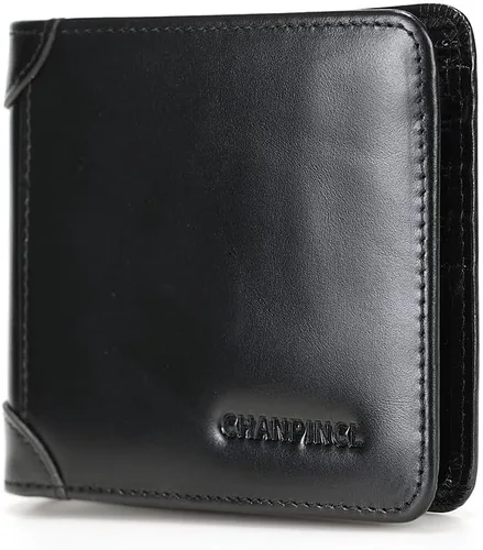 Vista 68 de Billetera de piel triple con bloqueo RFID para hombre con 2 ventanas de identificación, 2 compartimentos para efectivo, 6-8 ranuras para tarjetas