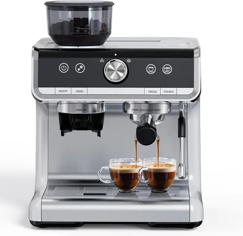 Vista 8 de Máquina de café espresso súper automática de 20 barras con espumador de leche, cafetera de café helado de grano a taza totalmente automática de café