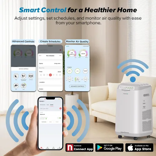 Vista 6 de Nuwave Forever Smart - Purificador de aire para el hogar, nunca reemplaza el sistema de filtro de aire, filtración patentada de 7 etapas, limpia una