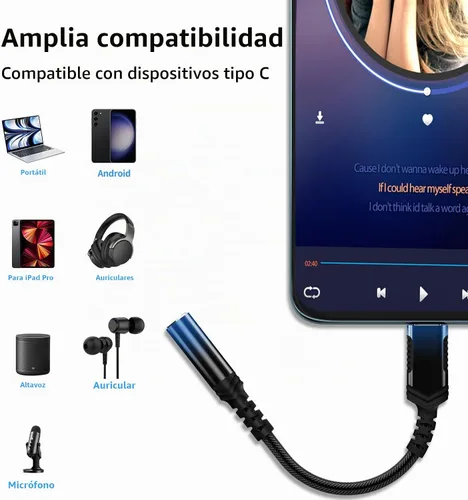 Vista 7 de iMangoo Adaptador de audio USB tipo C a 0.1 in para Motorola Edge+ Android