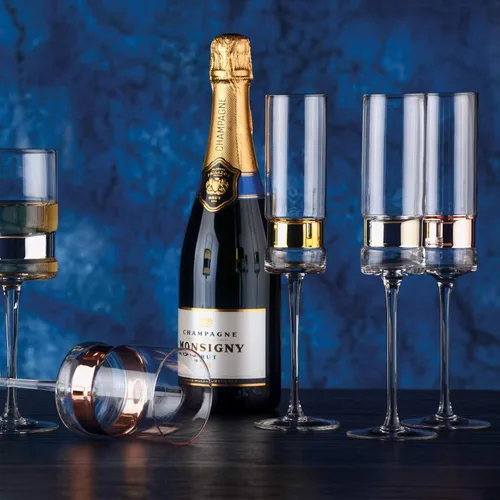 Vista 2 de SoHo - Copas de champán hechas a mano para bodas y celebraciones, 7 onzas, color bronce, juego de 2 elegantes copas de champán