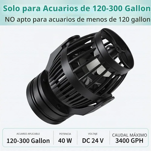 Vista 2 de Uniclife Acuario Wave Maker para tanques de peces de 120-300 galones, bomba de circulación ajustable de 3400 GPH con controlador y base de succión