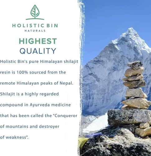 Vista 3 de Holistic Bin - Resina Shilajit del Himalaya más pura de Holistic Bin Resina de platino negro Rica en ácido fúlvico, ácido húmico, minerales