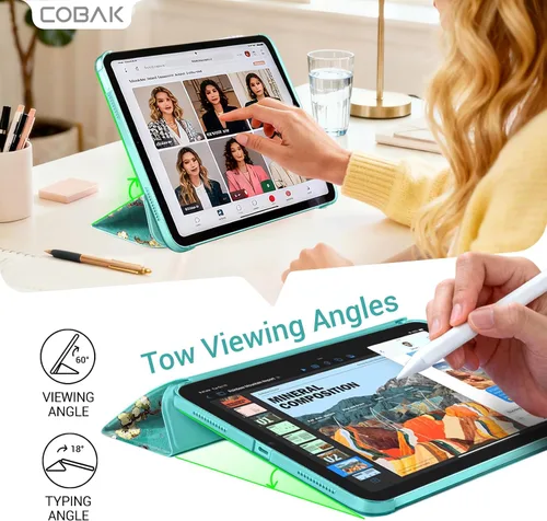 Vista 4 de CoBak Funda para iPad (A16) 11ª generación de 11 pulgadas 2025, iPad de 10.9 pulgadas 2022, funda protectora delgada con carcasa trasera translúcida