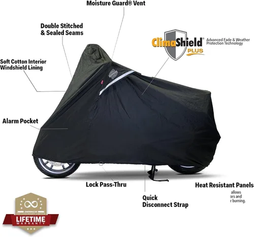 Vista 5 de Dowco Guardian 50031-00 WeatherAll Plus Cubierta impermeable para scooter de exterior resistente: Negro, Mediano, Scooter - M
